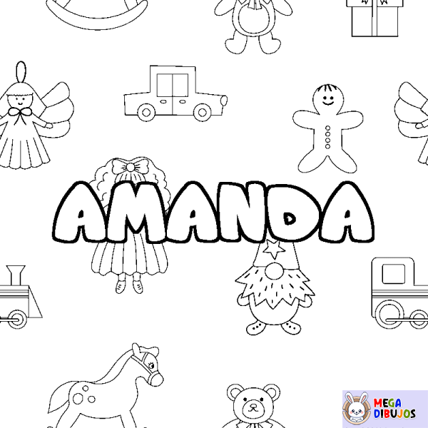 Coloración del nombre AMANDA - decorado juguetes