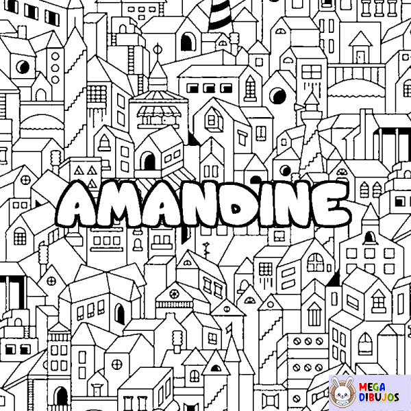 Coloración del nombre AMANDINE - decorado ciudad