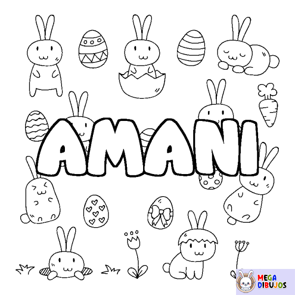 Coloración del nombre AMANI - decorado Pascua