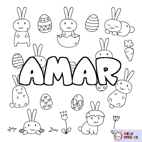 Coloración del nombre AMAR - decorado Pascua