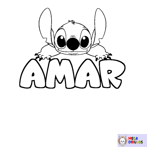 Coloración del nombre AMAR - decorado Stitch