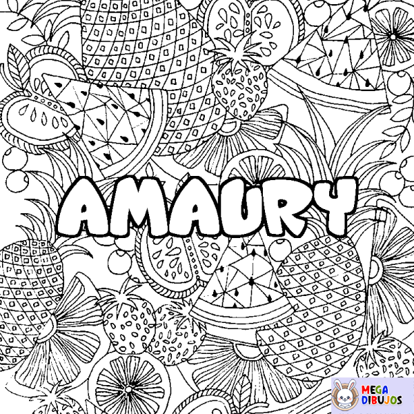 Coloración del nombre AMAURY - decorado mandala de frutas