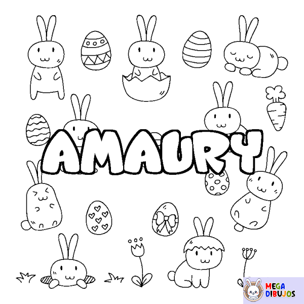 Coloración del nombre AMAURY - decorado Pascua