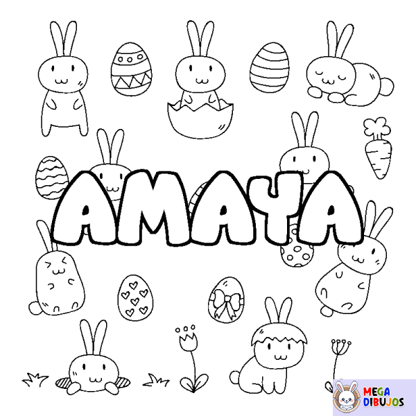 Coloración del nombre AMAYA - decorado Pascua
