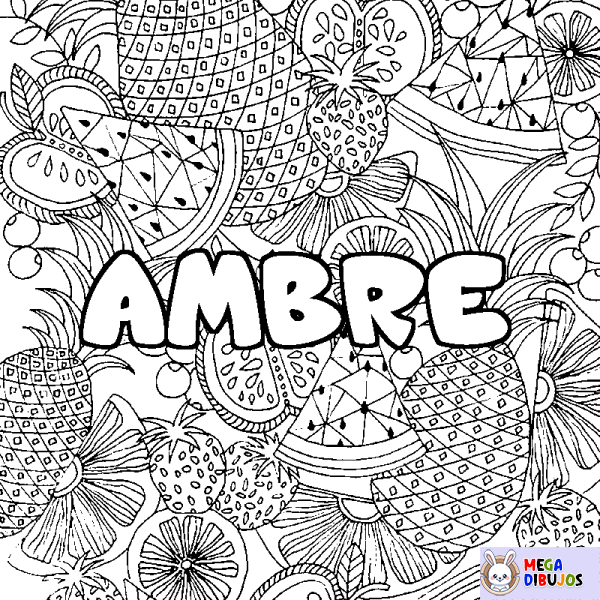 Coloración del nombre AMBRE - decorado mandala de frutas