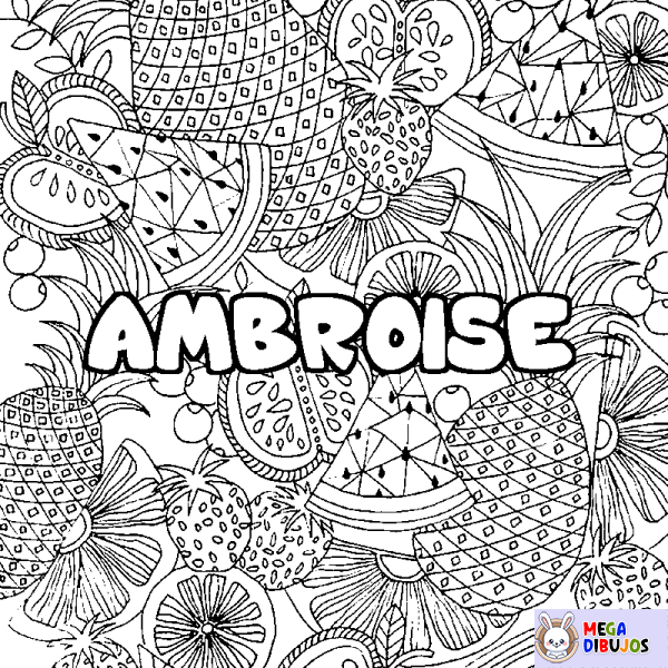 Coloración del nombre AMBROISE - decorado mandala de frutas