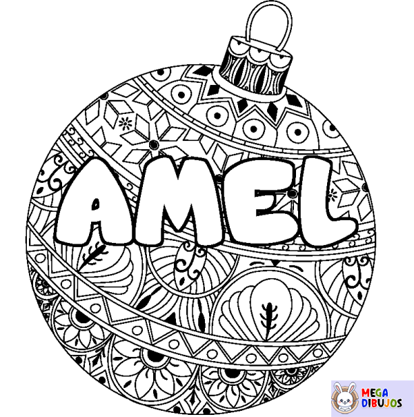 Coloración del nombre AMEL - decorado bola de Navidad