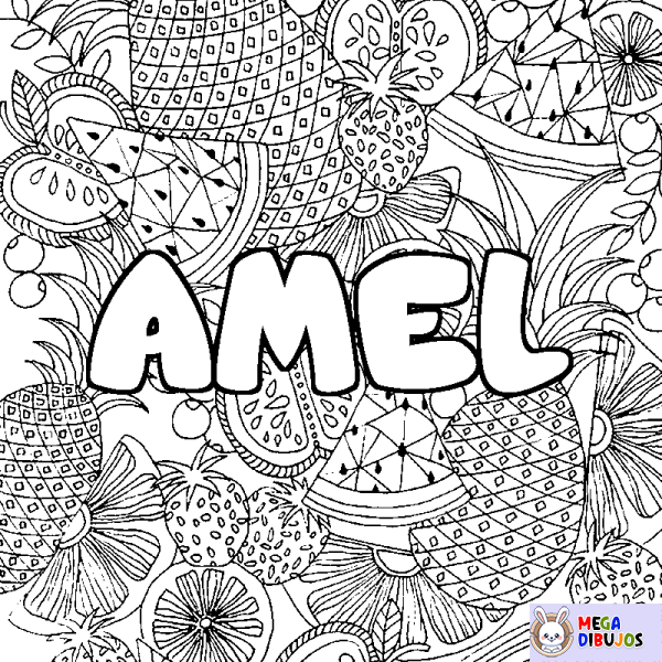 Coloración del nombre AMEL - decorado mandala de frutas
