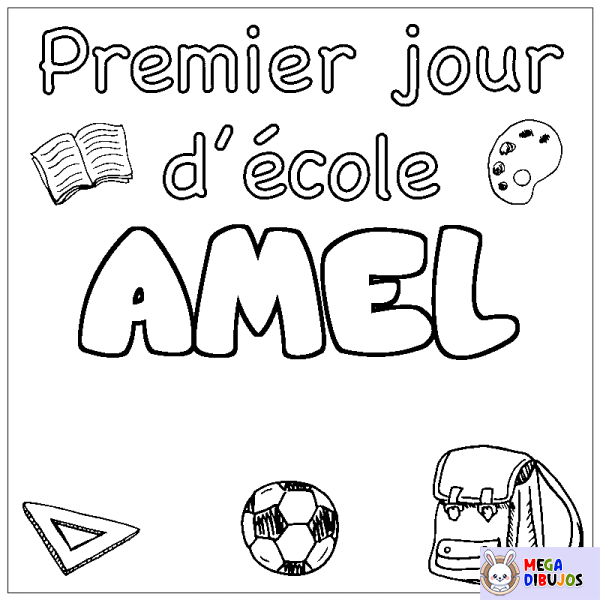 Coloración del nombre AMEL - decorado primer d&iacute;a de escuela