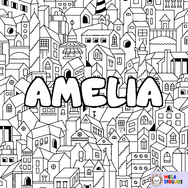 Coloración del nombre AMELIA - decorado ciudad