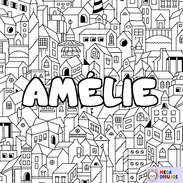 Coloración del nombre AM&Eacute;LIE - decorado ciudad