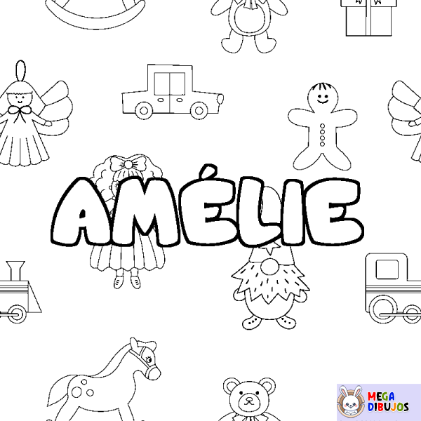 Coloración del nombre AM&Eacute;LIE - decorado juguetes