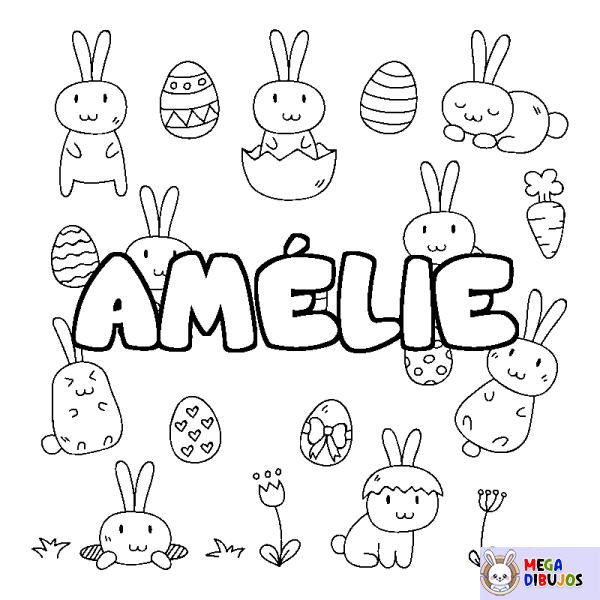 Coloración del nombre AM&Eacute;LIE - decorado Pascua