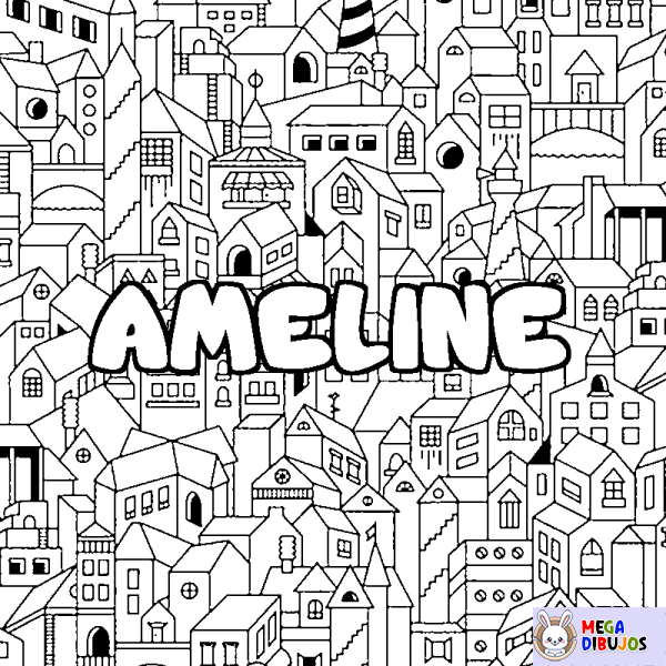 Coloración del nombre AMELINE - decorado ciudad