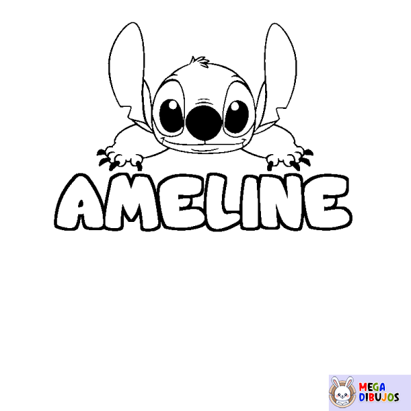 Coloración del nombre AMELINE - decorado Stitch