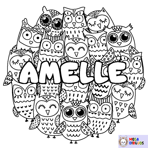 Coloración del nombre AMELLE - decorado b&uacute;hos