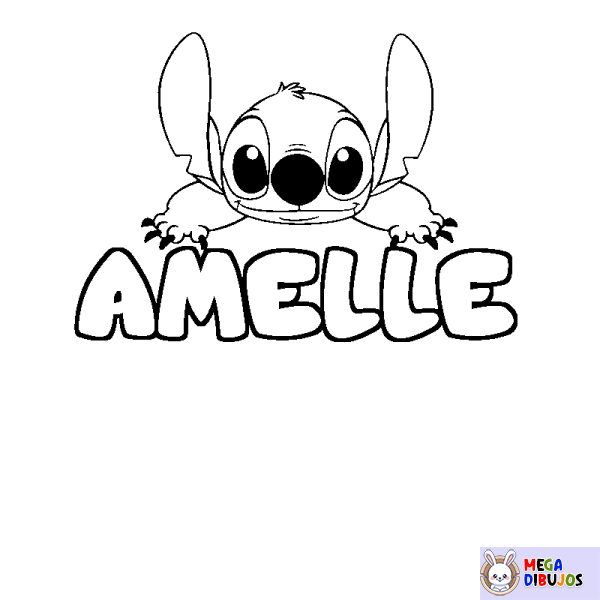 Coloración del nombre AMELLE - decorado Stitch
