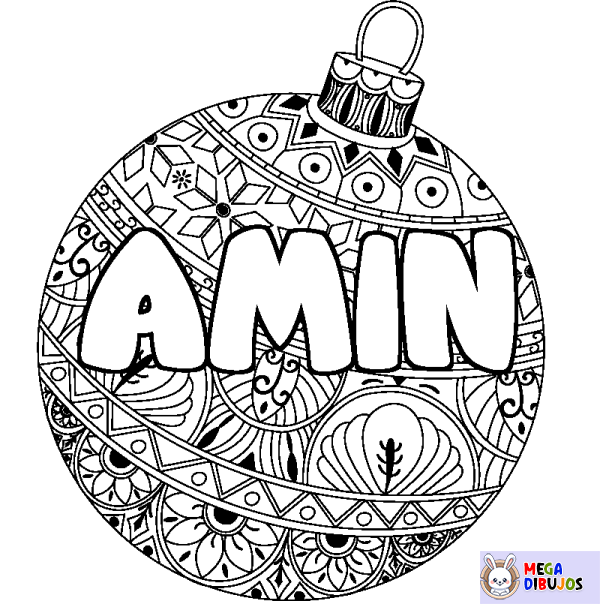 Coloración del nombre AMIN - decorado bola de Navidad