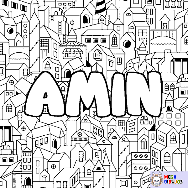 Coloración del nombre AMIN - decorado ciudad