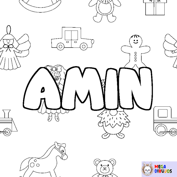 Coloración del nombre AMIN - decorado juguetes