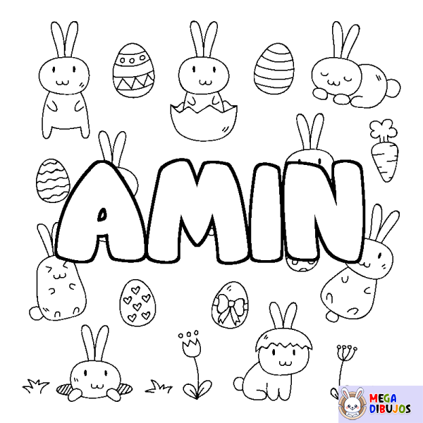 Coloración del nombre AMIN - decorado Pascua