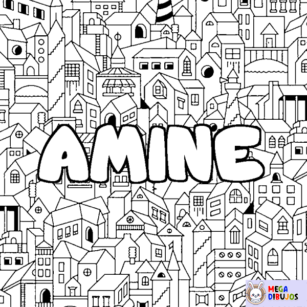 Coloración del nombre AMINE - decorado ciudad