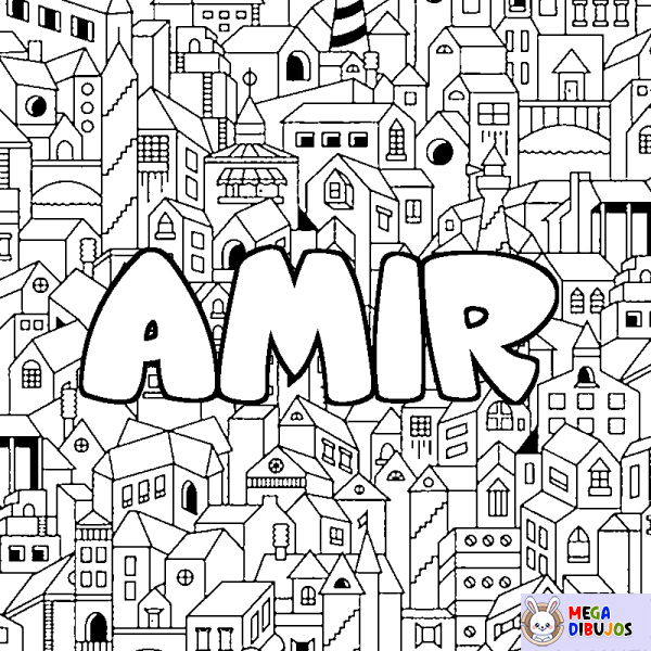 Coloración del nombre AMIR - decorado ciudad