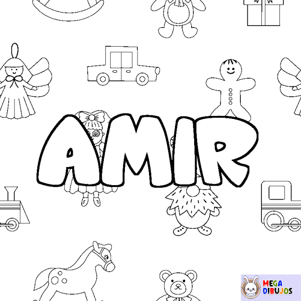 Coloración del nombre AMIR - decorado juguetes