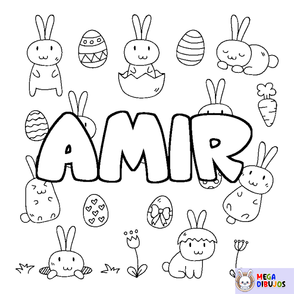 Coloración del nombre AMIR - decorado Pascua