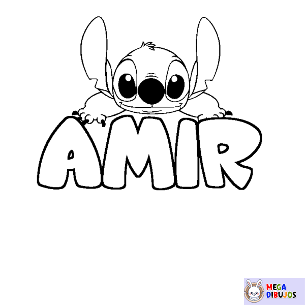 Coloración del nombre AMIR - decorado Stitch