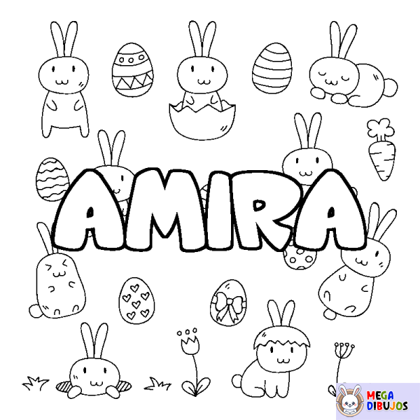 Coloración del nombre AMIRA - decorado Pascua
