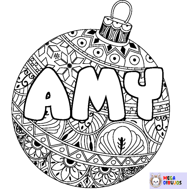 Coloración del nombre AMY - decorado bola de Navidad