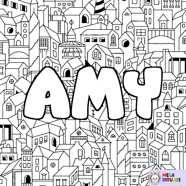 Coloración del nombre AMY - decorado ciudad