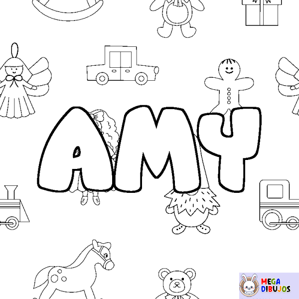 Coloración del nombre AMY - decorado juguetes