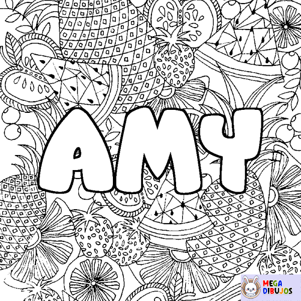 Coloración del nombre AMY - decorado mandala de frutas