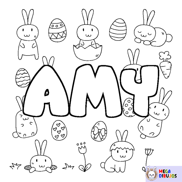 Coloración del nombre AMY - decorado Pascua