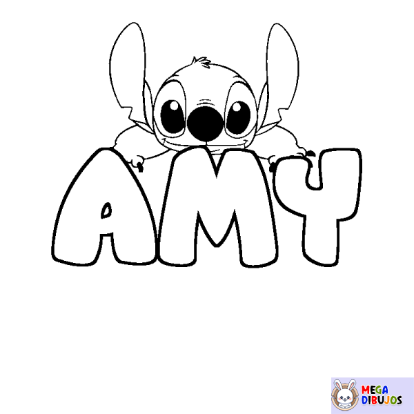 Coloración del nombre AMY - decorado Stitch