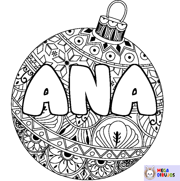 Coloración del nombre ANA - decorado bola de Navidad