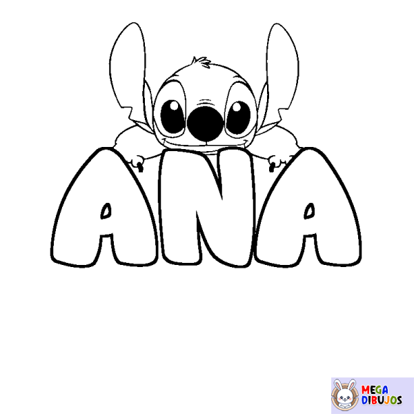 Coloración del nombre ANA - decorado Stitch