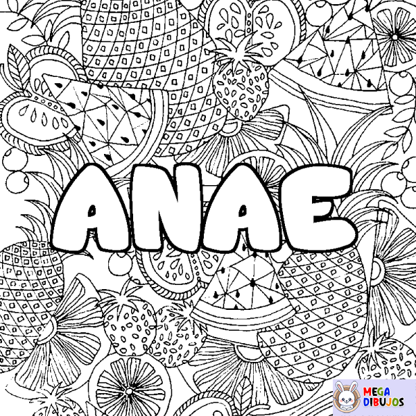 Coloración del nombre ANAE - decorado mandala de frutas