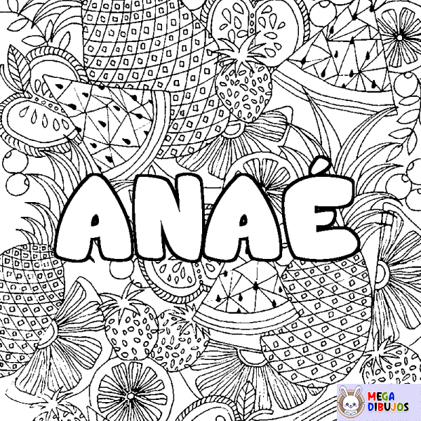Coloración del nombre ANA&Eacute; - decorado mandala de frutas
