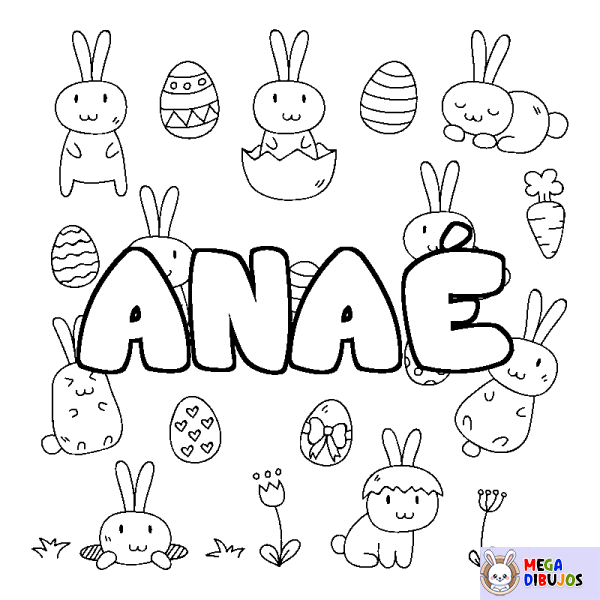 Coloración del nombre ANA&Eacute; - decorado Pascua