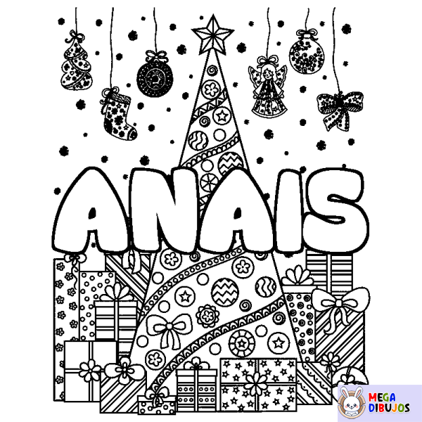 Coloración del nombre ANAIS - decorado &aacute;rbol de Navidad y regalos