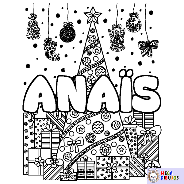 Coloración del nombre ANA&Iuml;S - decorado &aacute;rbol de Navidad y regalos