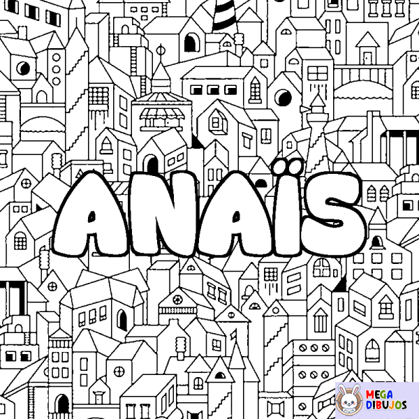 Coloración del nombre ANA&Iuml;S - decorado ciudad