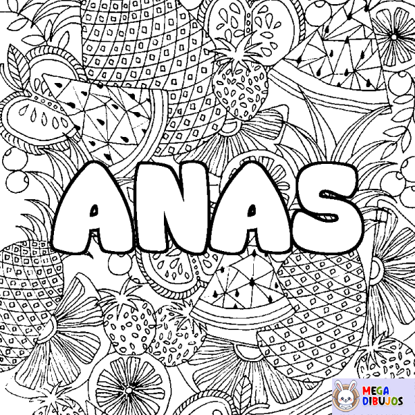 Coloración del nombre ANAS - decorado mandala de frutas