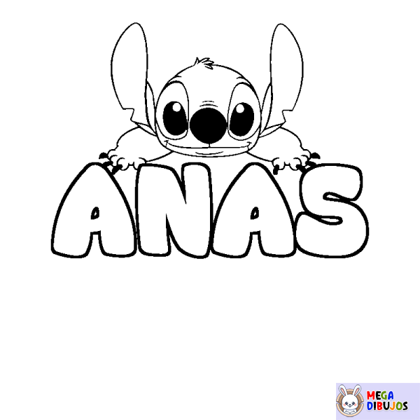 Coloración del nombre ANAS - decorado Stitch