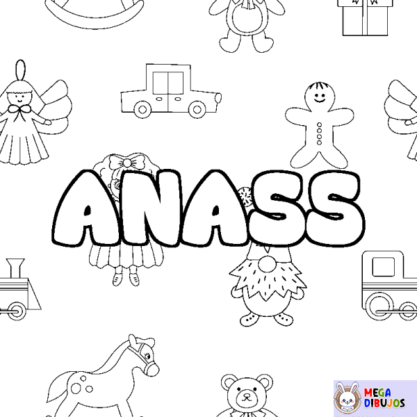 Coloración del nombre ANASS - decorado juguetes