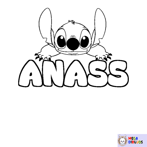 Coloración del nombre ANASS - decorado Stitch