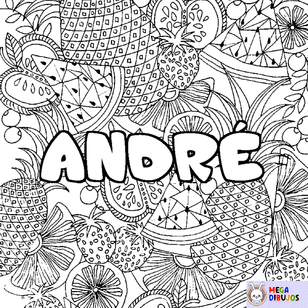 Coloración del nombre ANDR&Eacute; - decorado mandala de frutas